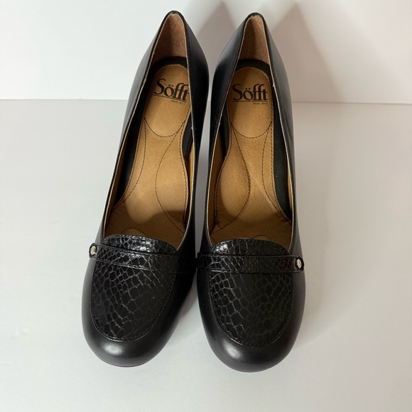 Sofft Ronna Pump Heel Shoe Women’s 10 Black Snakeskin Business Office EUC - Picture 5 of 9